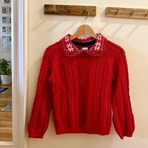 Hanna Andersson Red Sweater with snow flake  Collar. size 10